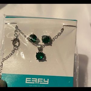 EFFY dark green necklace and earrings set